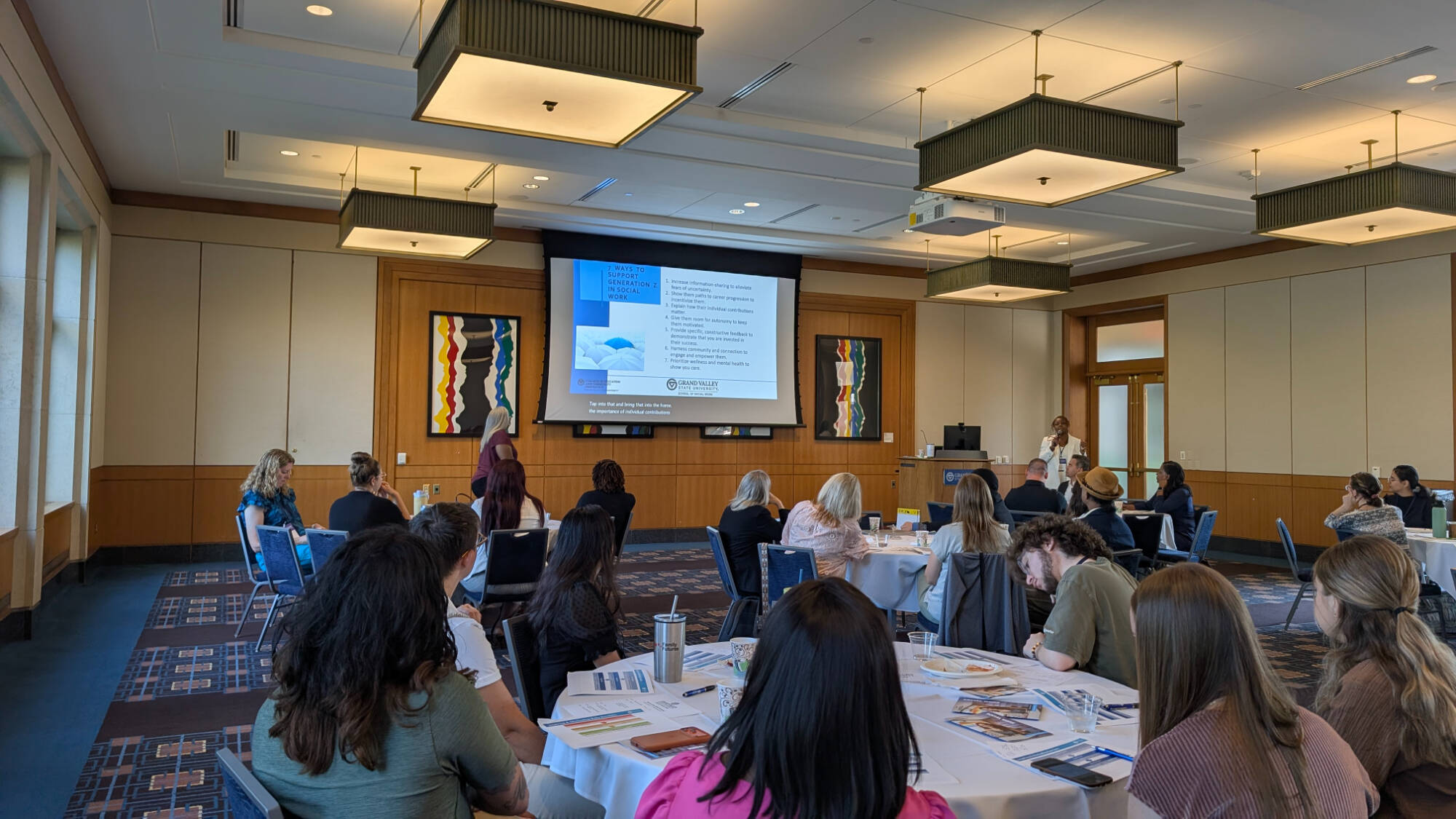 Dr. Chasity Bailey-Fakhoury and Dr. Laila McCloud lead a presentation at the Social Work Convening.